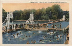 The Swimming Piers, Culver Summer Schools Postcard