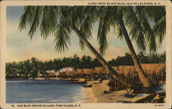 San Blas Indian Village Pine Island, Panama Postcard Postcard Postcard