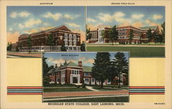 Scenes from Michigan State College Postcard