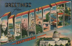Greetings from Sacramento, CA California Postcard Postcard Postcard