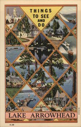 Things to See and Do Lake Arrowhead, CA Postcard Postcard Postcard