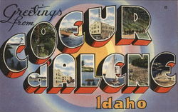 Greetings from Coeur d'Alene, Idaho Postcard