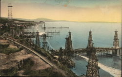 Oilwells in the Pacific Ocean Summerland, CA Postcard Postcard Postcard