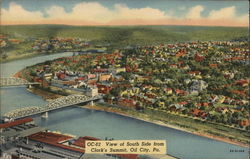 View over Town from Clark's Summit Oil City, PA Postcard Postcard Postcard