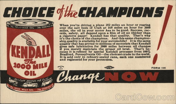 Kendall Motor Oil Advertising