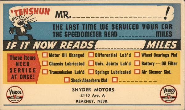 Snyder Motors servicing reminder Kearney Nebraska Advertising