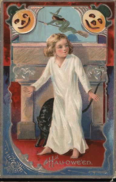 Halloween Girl & Black Cat