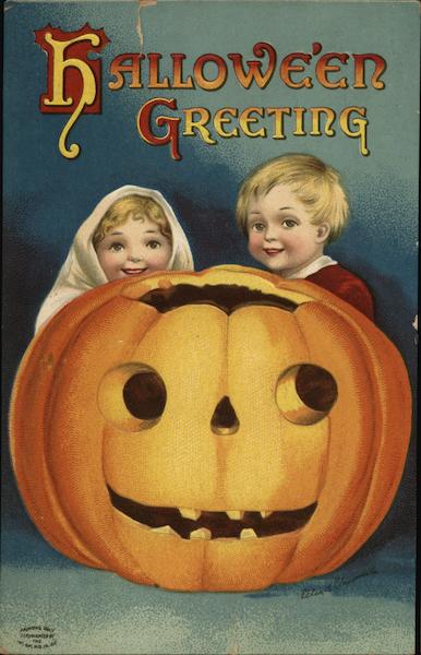 Halloween Greeting - Children Behind JOL Ellen Clapsaddle