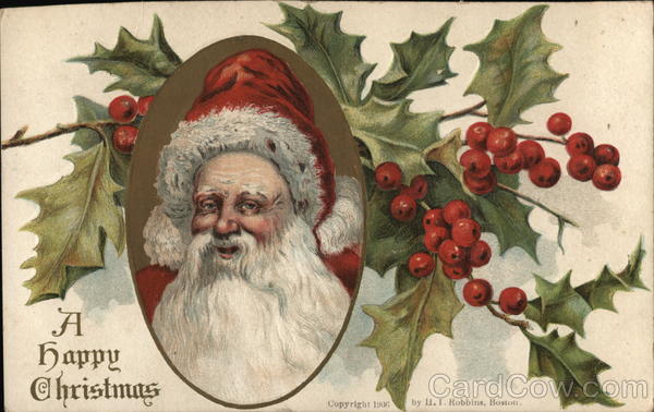 Santa with Holly, A Happy Christmas Santa Claus