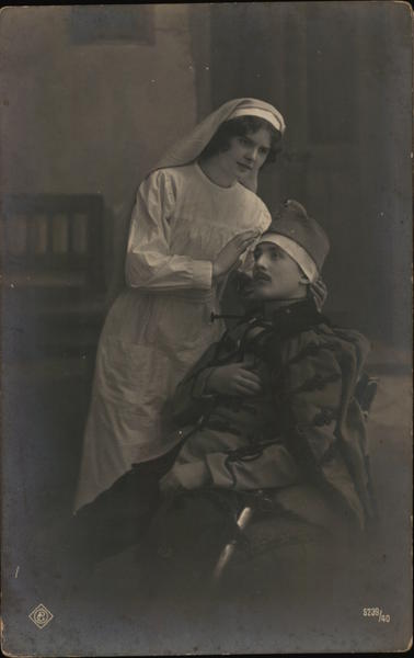 Nurse treating soldier World War I