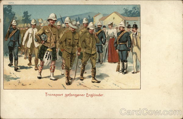 Soldiers Marching Near Civilians, One Wearing a Kilt