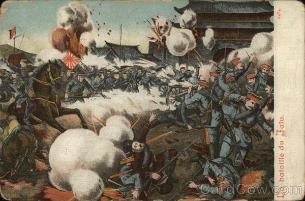 Battle with Soldiers Advancing, Fighting, Clouds of Smoke