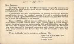 Dear Customer -- Tractor Equipment Co. Postcard