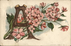 The letter A with flowers Postcard