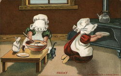 Friday - Two Girls Preparing Batter and Baking Food in Oven Friday - Two Girls Preparing Batter and Baking Food in Oven