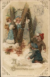 A Merry Christmas Children Postcard Postcard