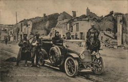 Soldiers in and Near Automobile, One on Horseback Near Ruins Soldiers in and Near Automobile, One on Horseback Near Ruins