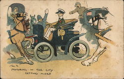 Motoring in the city - getting mixed Cars Postcard Postcard