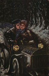 A couple driving Couples Postcard Postcard