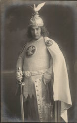 Austrian Man in Warrior Uniform with Sword in Hand Postcard