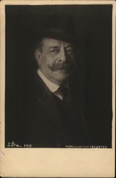 Man Wearing Dark Derby with Handlebar Moustache Man Wearing Dark Derby with Handlebar Moustache