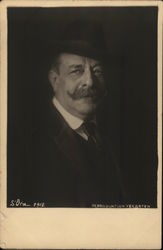 Man Wearing Dark Derby with Handlebar Moustache Postcard