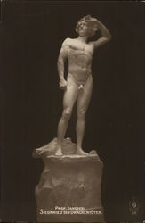 Sculpture of Man with Hand Against Forehead Postcard