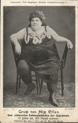 Greetings from Miss Ellen Fat People Postcard Postcard