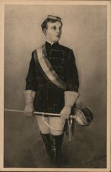 Fencing Uniformed Man Holding Sword with Gloved Hands Postcard