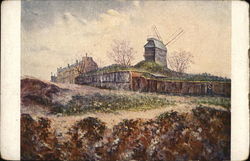 Windmill and manor house Postcard