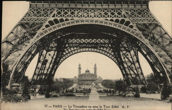 Le Trocadero through Eiffel Tower Paris France