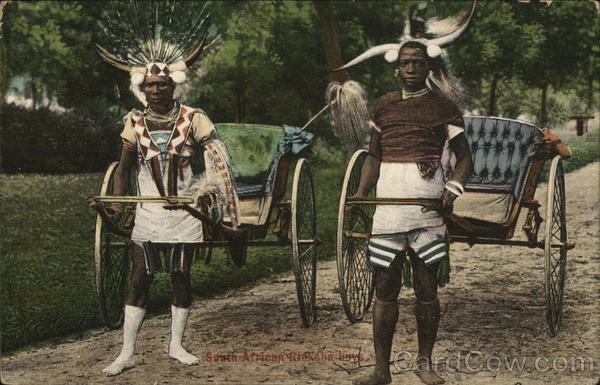 African men pulling carriages Transvaal South Africa