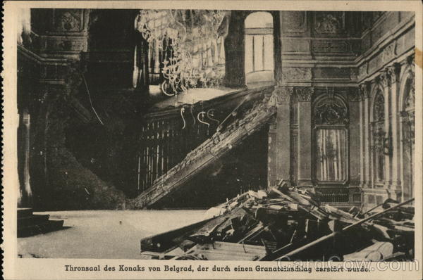 The Entrance of a Mansion Destroyed by a Grenade Belgrade Serbia