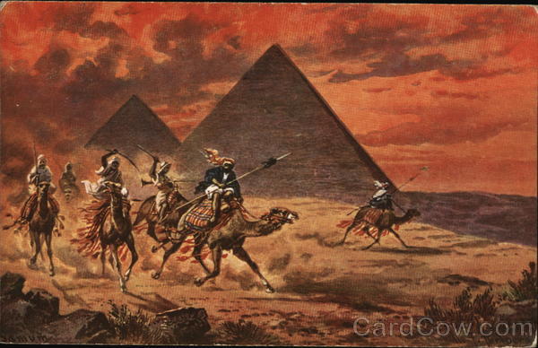 Caravan Fleeing Before a Dust Storm Near Pyramids Egypt