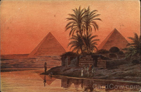 Pyramids and River Nile Cairo Egypt Africa