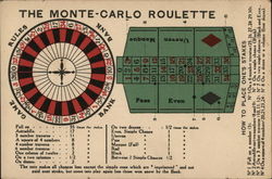 The Monte Carlo Roulette - How to Place One's Stakes Casinos & Gambling Postcard Postcard