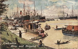 River and Shipping Calcutta, India Postcard Postcard