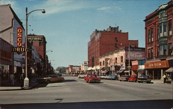 East Main Street Looking West Galesburg Illinois