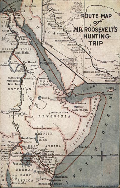 Route Map of Teddy Roosevelt's Hunting Trip Africa