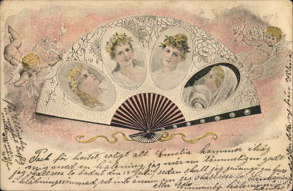 The Four Seasons, Represented by Women's Faces on a Fan