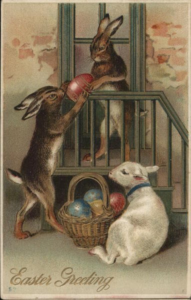 Easter Greeting With Bunnies