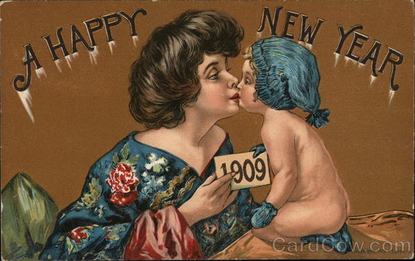 A Happy New Year 1909 Beautiful Ladies