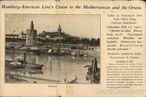 Hamburg-American Line Cruise to Mediterranean & Orient Seville Italy