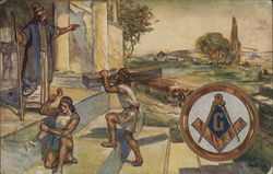 Masonic Scene - Masons Creating Ancient Stonework Masonic Scene - Masons Creating Ancient Stonework
