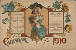 Calendar for 1910 Postcard
