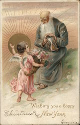 Wishing You A Happy New Year Father Time Postcard Postcard