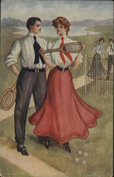 Tennis Couples Postcard Postcard