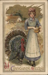 With Thanksgiving Greeting Postcard