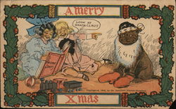 A Merry Xmas Children Postcard Postcard