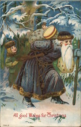 All Good Wishes for Christmas Santa in Purple Postcard